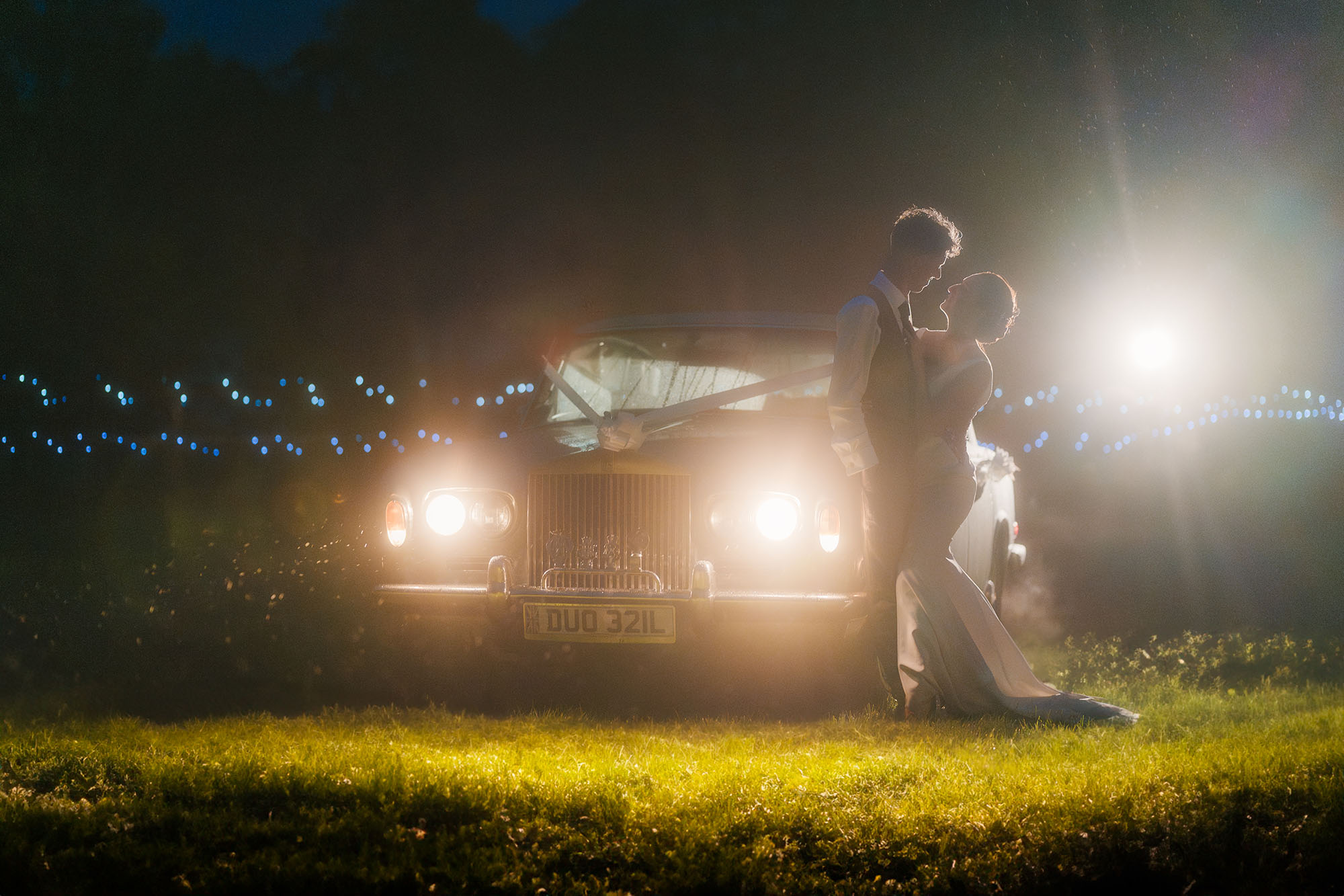 night portrait wedding setup at Bower Hill Farm